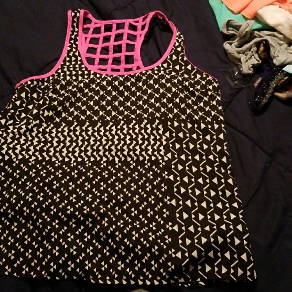 Black and hot pink tank top